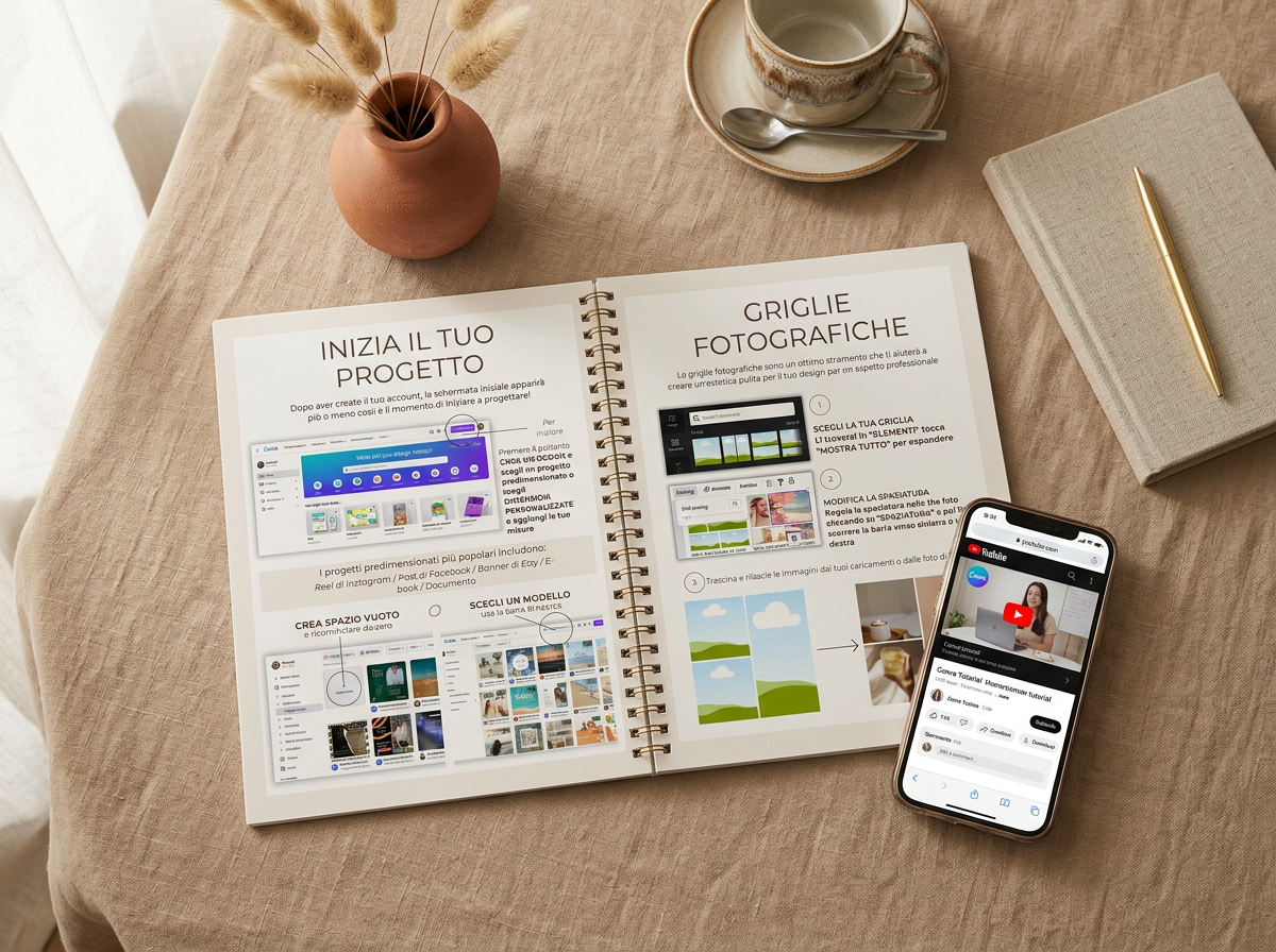 Impara Canva da zero, con video brevi e chiari.
